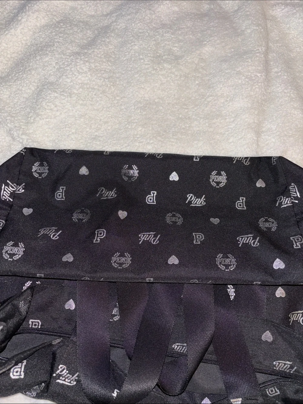 PINK Victoria's Secret Black Tote with Pink & Silver Logo Accents